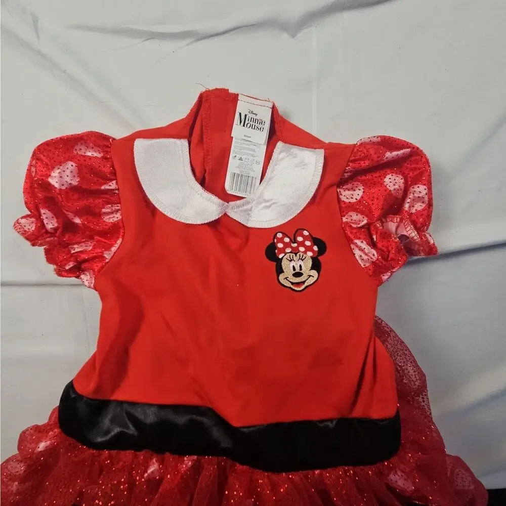 Disney Minnie Mouse Halloween Dress-Up Costume Dress Red White Polka Dot 3T-4T